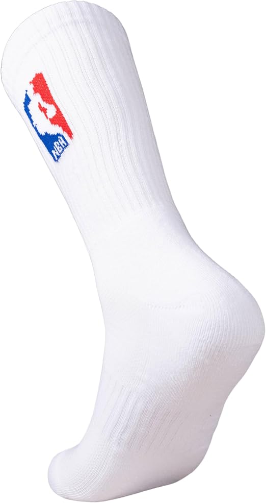 Ultra Game Men's Standard NBA Official Athletic Cushioned Secure Fit Crew Socks-6 Pack, White Red White Blue, One Size