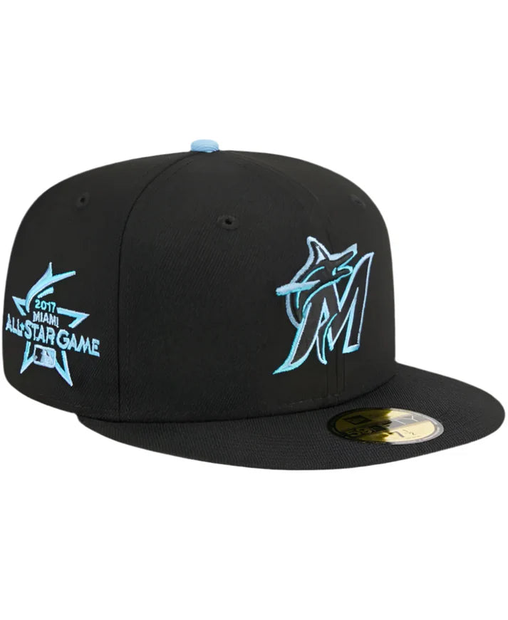 New Era Black Miami Marlins Pastel Undervisor 59FIFTY Fitted Cap