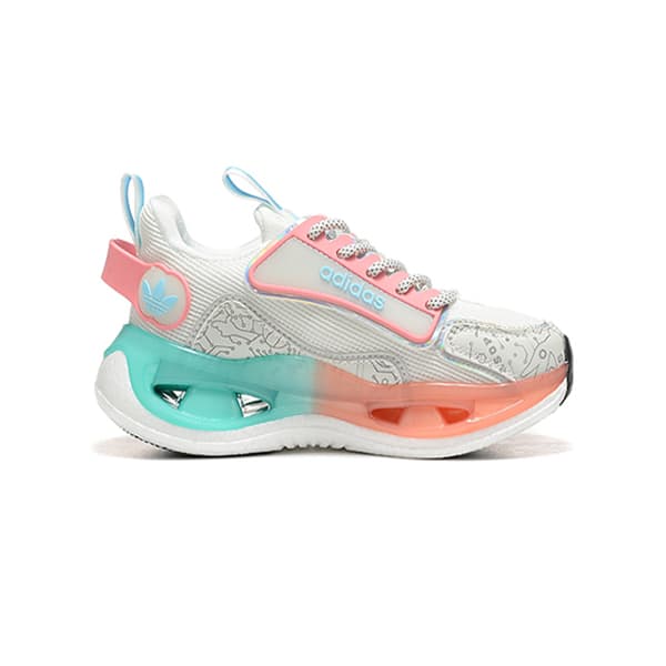 Kids – Adidas Marathon 9 Running Sneakers – White & Green Neon