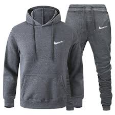 Nike Sportswear Graphic Swoosh Tracksuit Set – Premium Fleece Hoodie & Joggers Grey