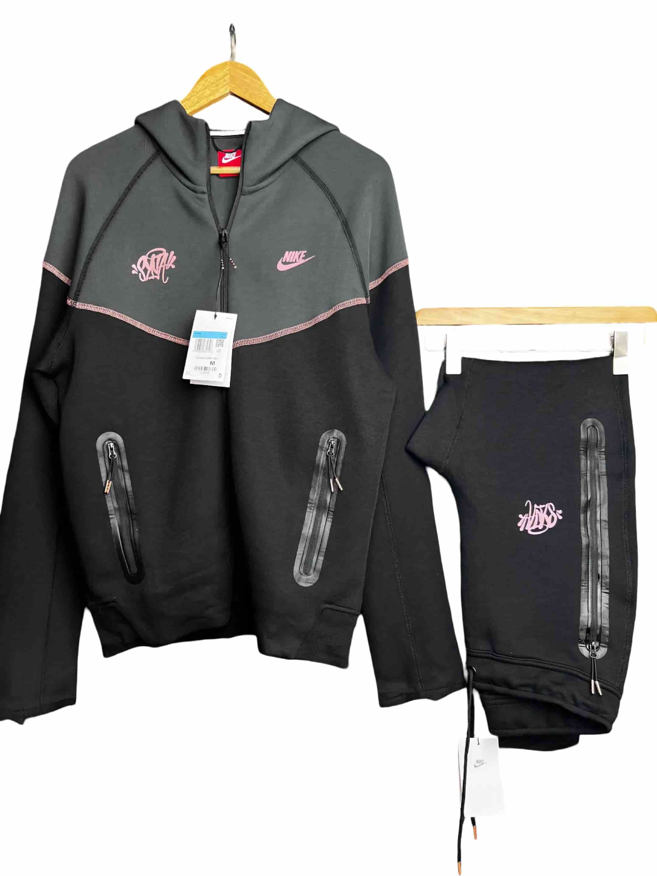 NIKE TECH FLEECE FULL ZIP HOODIE & JOGGERS SET BLACK/DARK SMOKE GREY 2023
